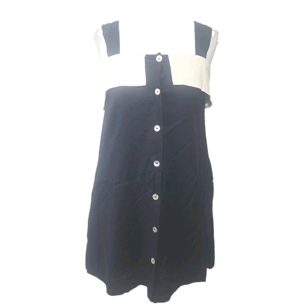 MABLE Size Small Navy Sailor Mini Dress Fully Lined Pockets Button Up